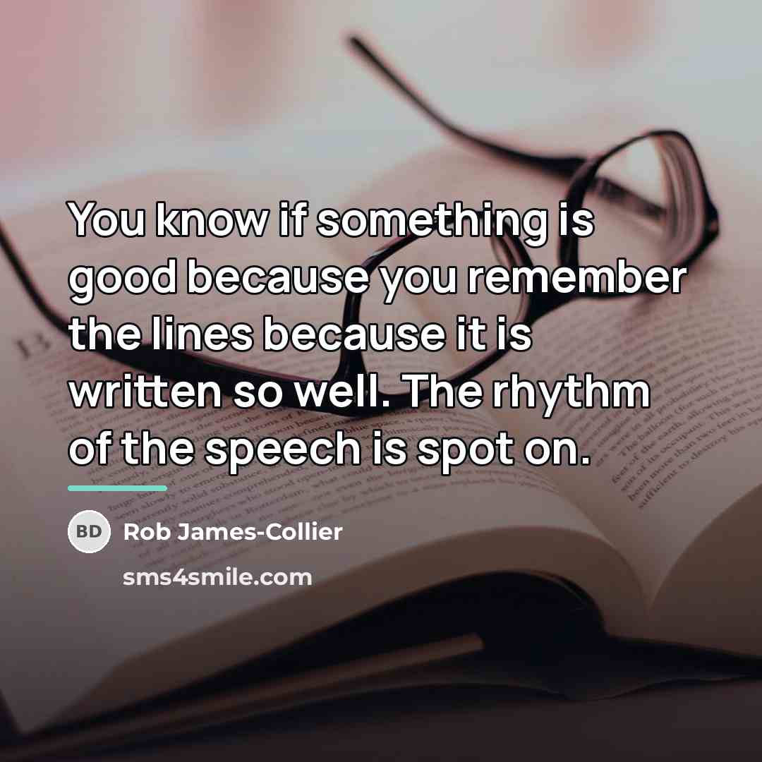 “You know if something is good because you remember the…” quote by Rob James-Collier