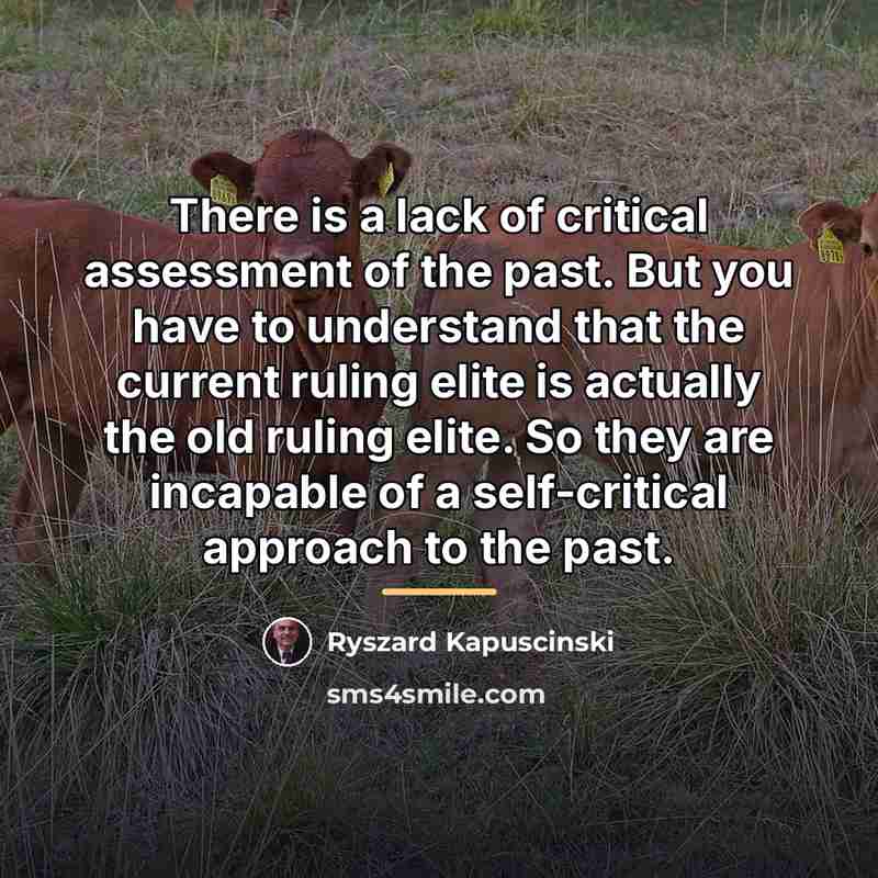 “There is a lack of critical assessment of the past.…” quote by Ryszard Kapuscinski