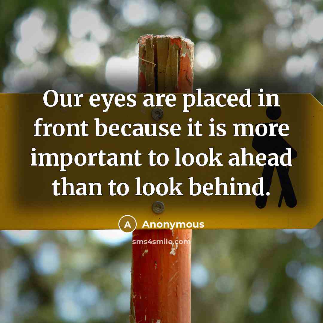 “Our eyes are placed in front because it is more important to look ahead than to look behind.” quote by Anonymous