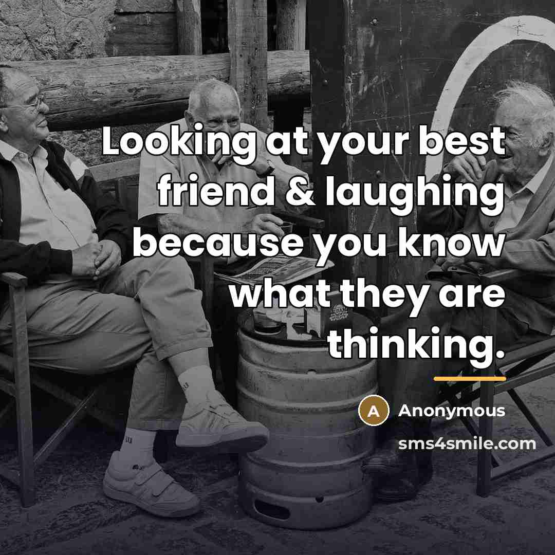 “Looking at your best friend & laughing because you know…” quote by Anonymous
