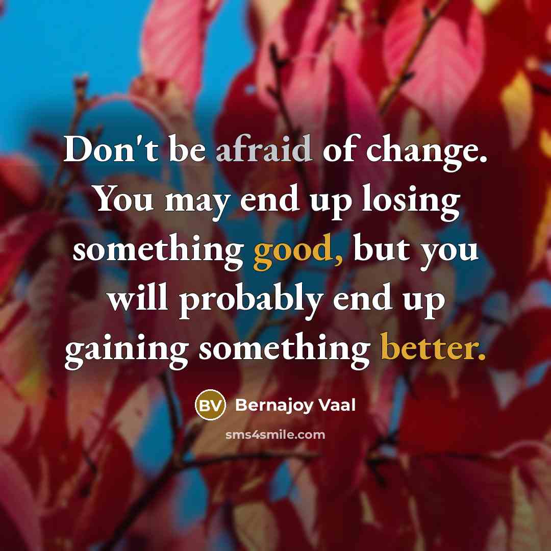 “Don't be afraid of change. You may end up losing…” quote by Bernajoy Vaal