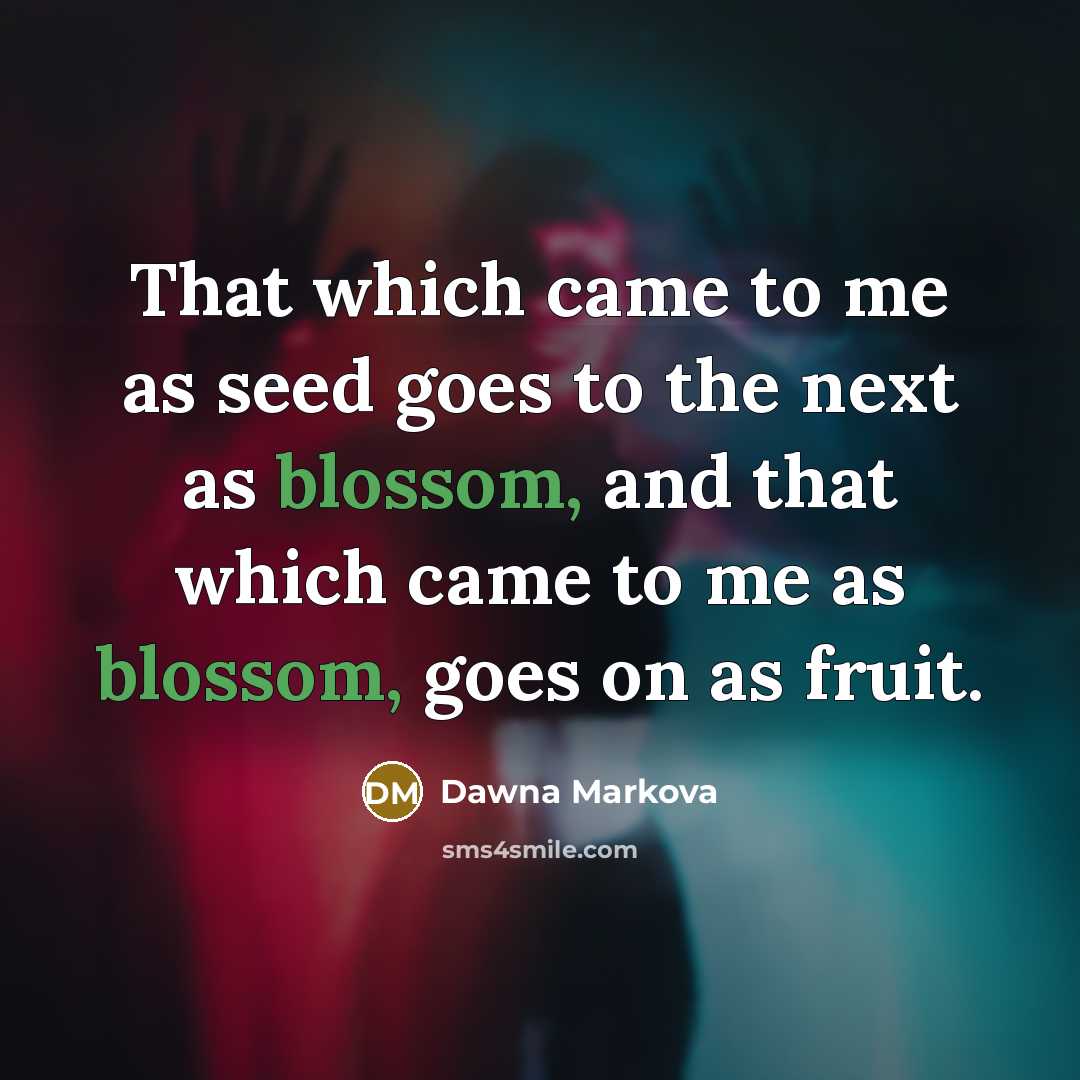 “That which came to me as seed goes to the…” quote by Dawna Markova