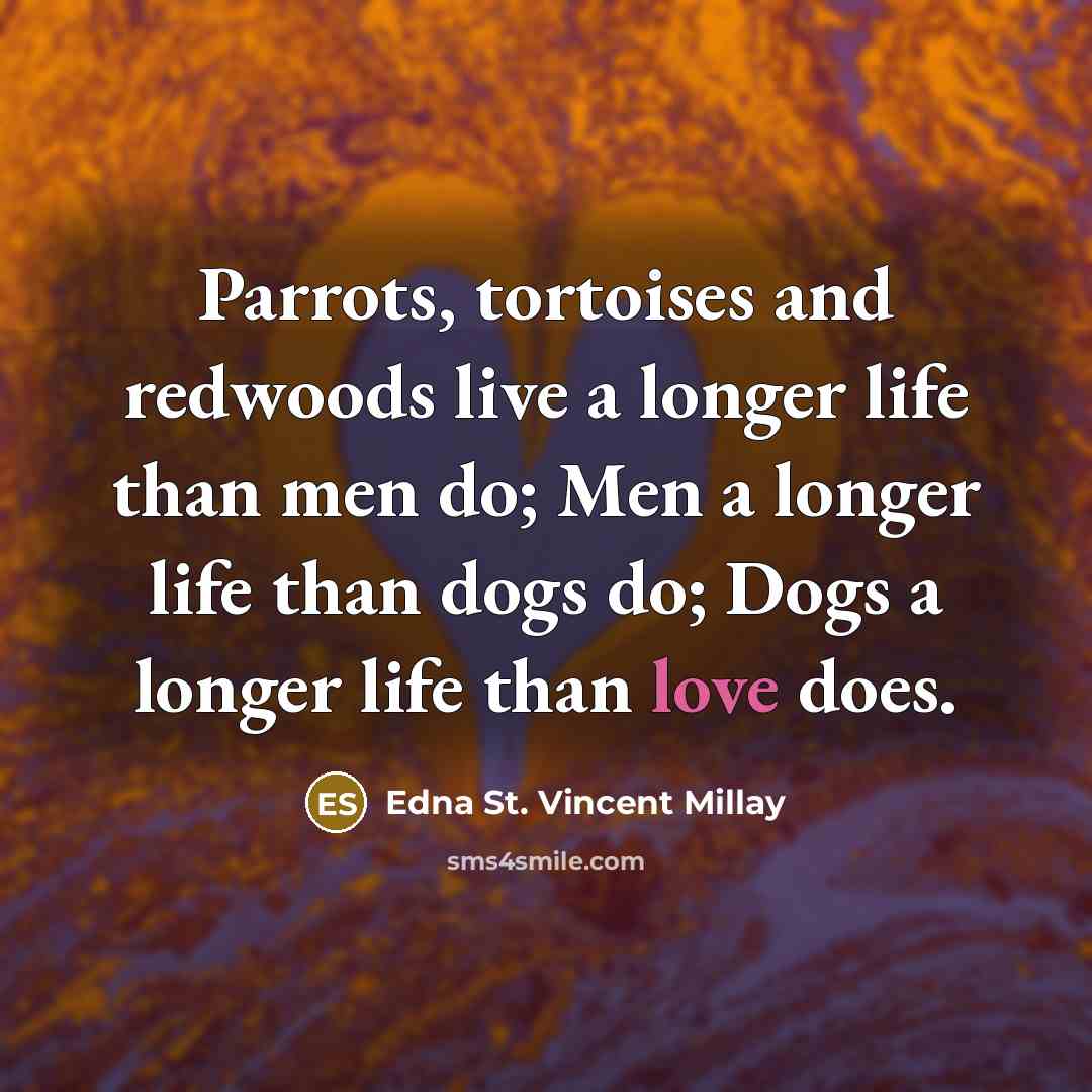 “Parrots, tortoises and redwoods live a longer life than men…” quote by Edna St. Vincent Millay