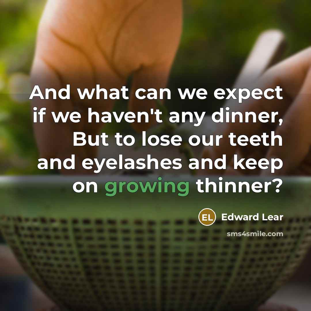 “And what can we expect if we haven't any dinner,…” quote by Edward Lear