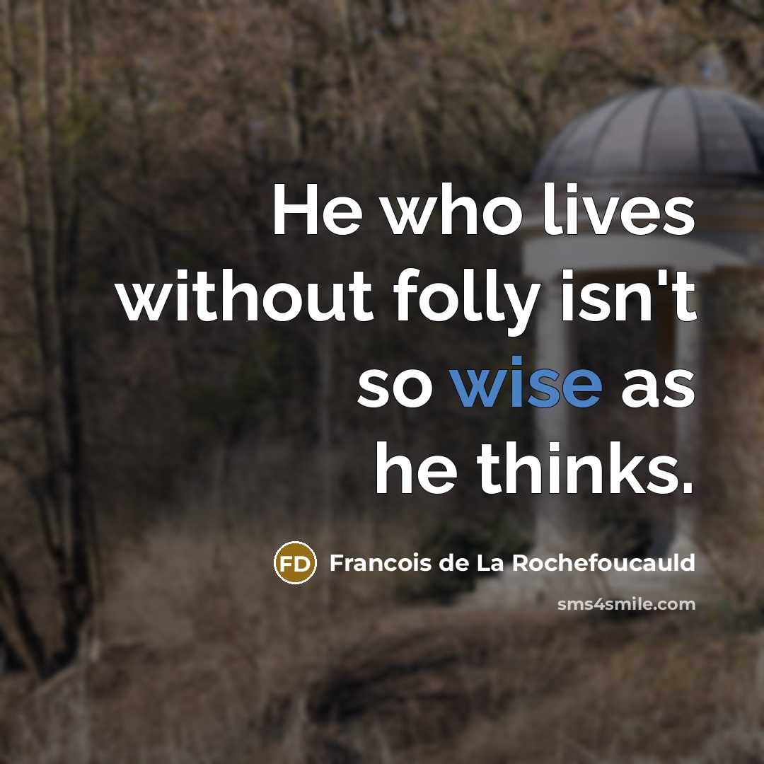 “He who lives without folly isn't so wise as he…” quote by Francois de La Rochefoucauld
