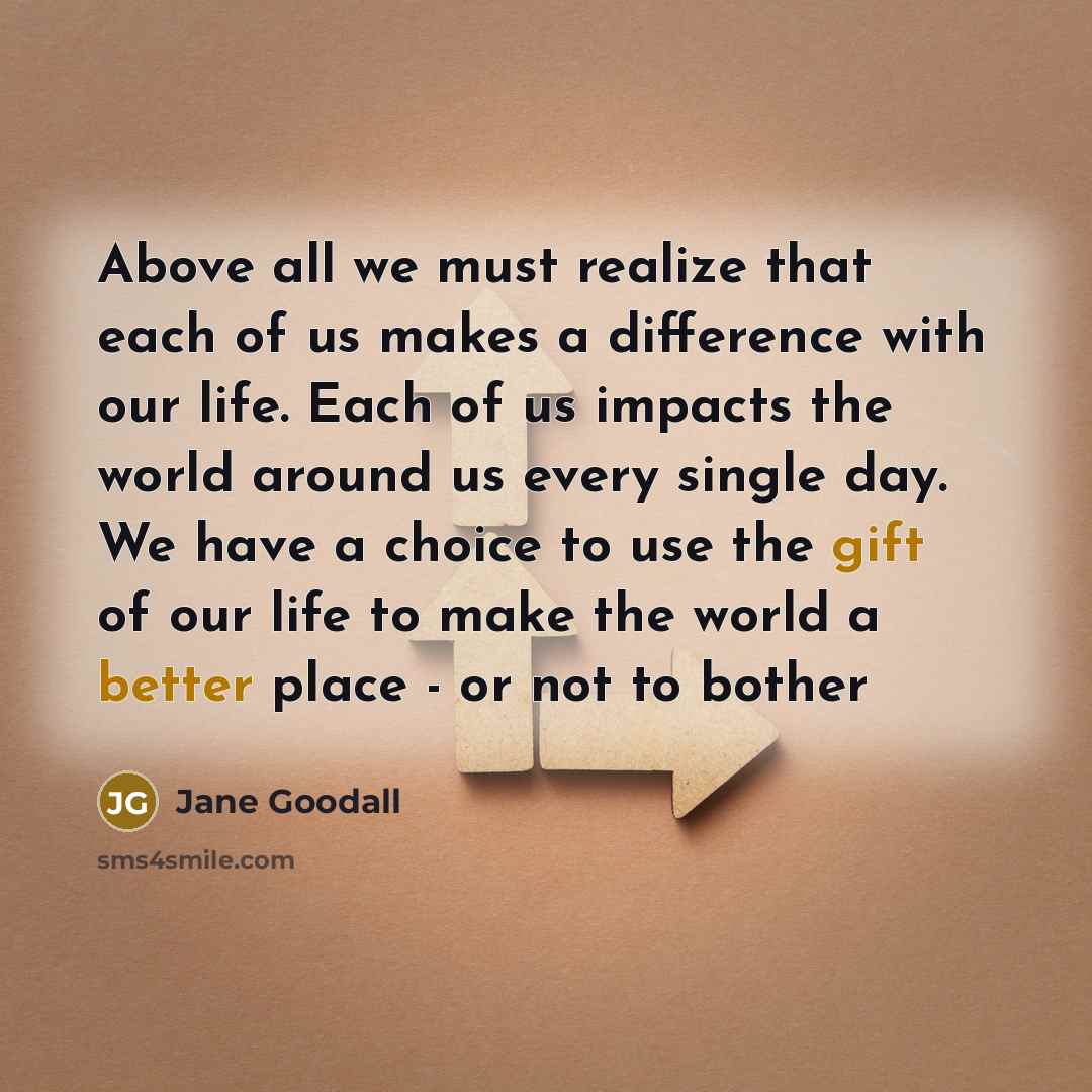 “Above all we must realize that each of us makes…” quote by Jane Goodall