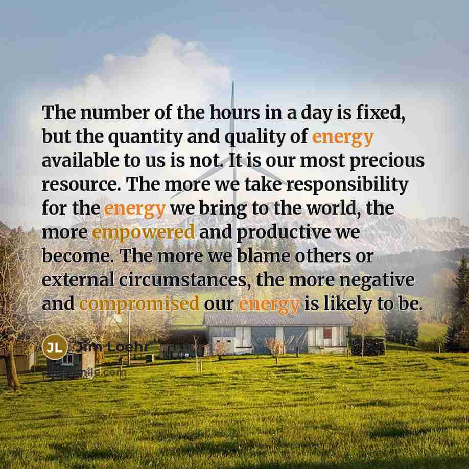 “The number of the hours in a day is fixed,…” quote by Jim Loehr