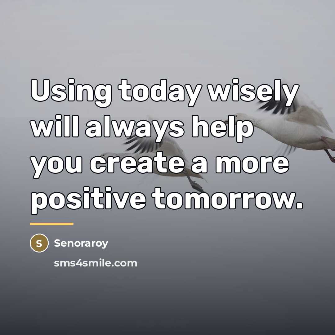 “Using today wisely will always help you create a more…” quote by Senoraroy