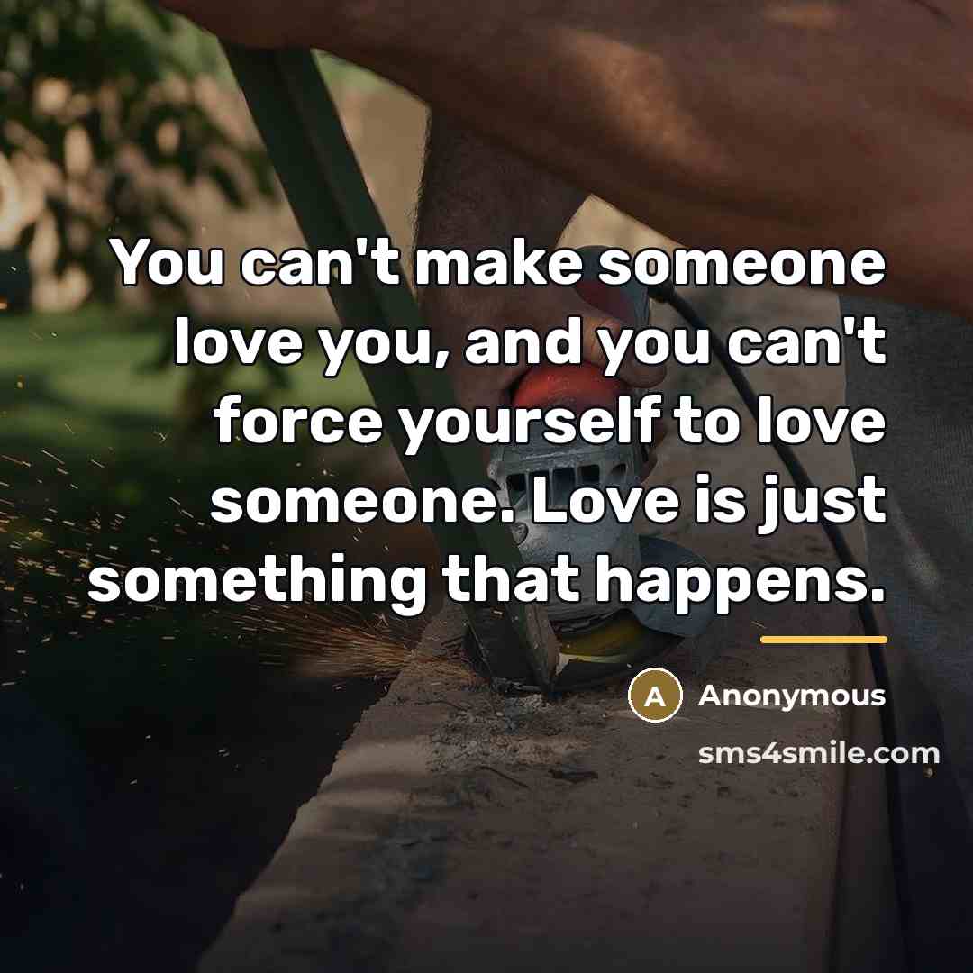 “You can't make someone love you, and you can't force…” quote by Anonymous