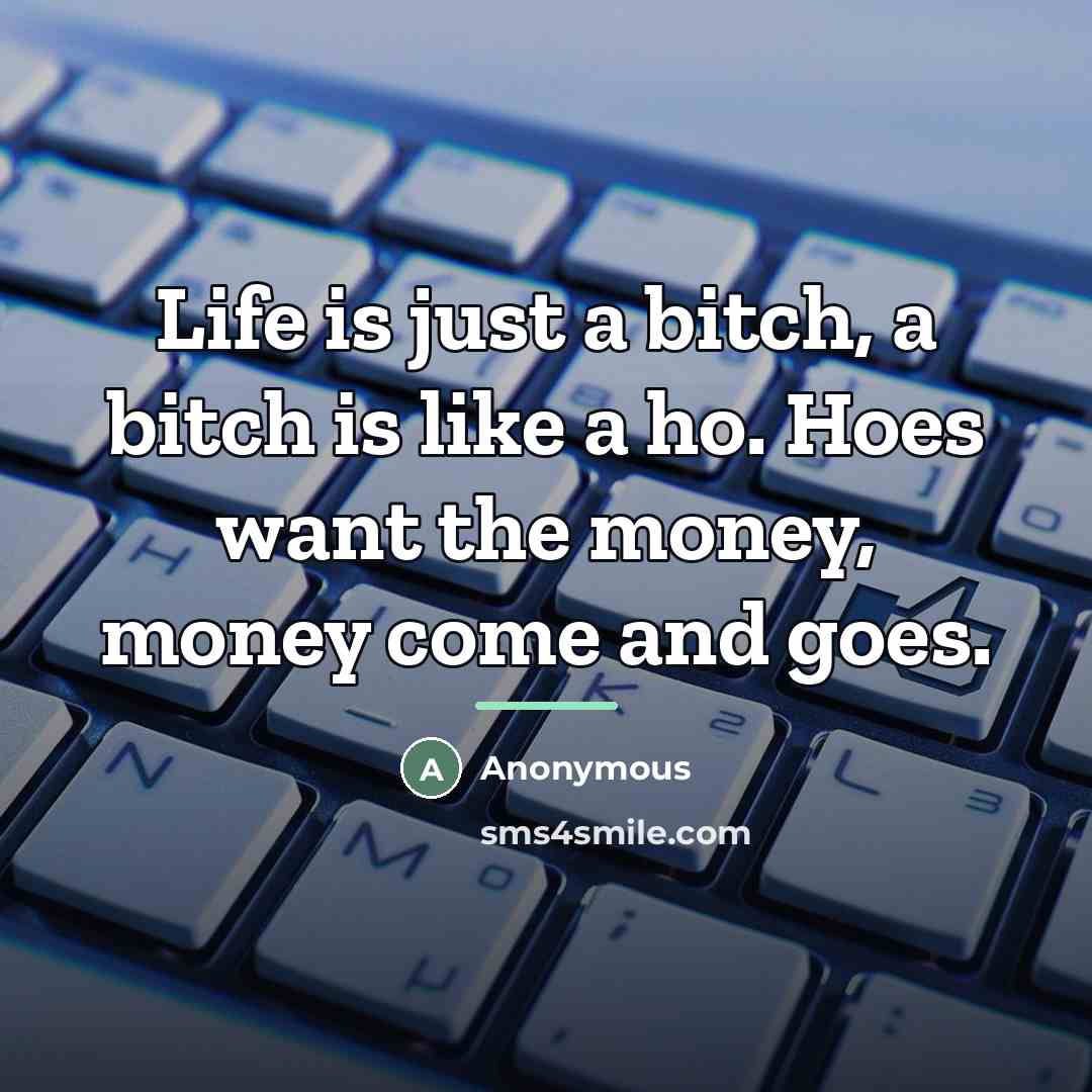 “Life is just a bitch, a bitch is like a…” quote by Anonymous