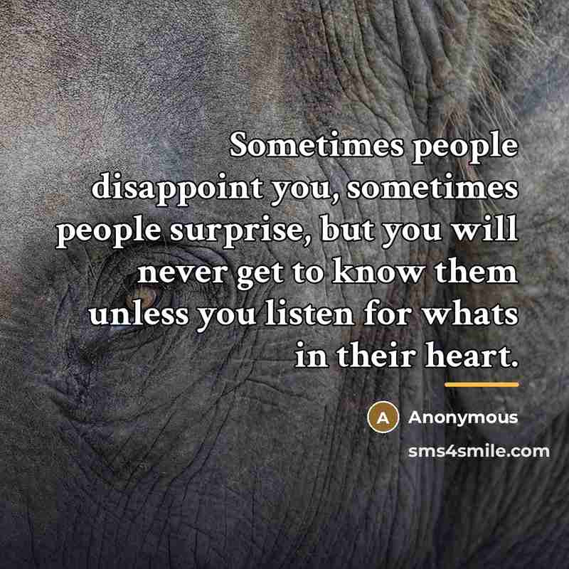 “Sometimes people disappoint you, sometimes people surprise, but you will…” quote by Anonymous