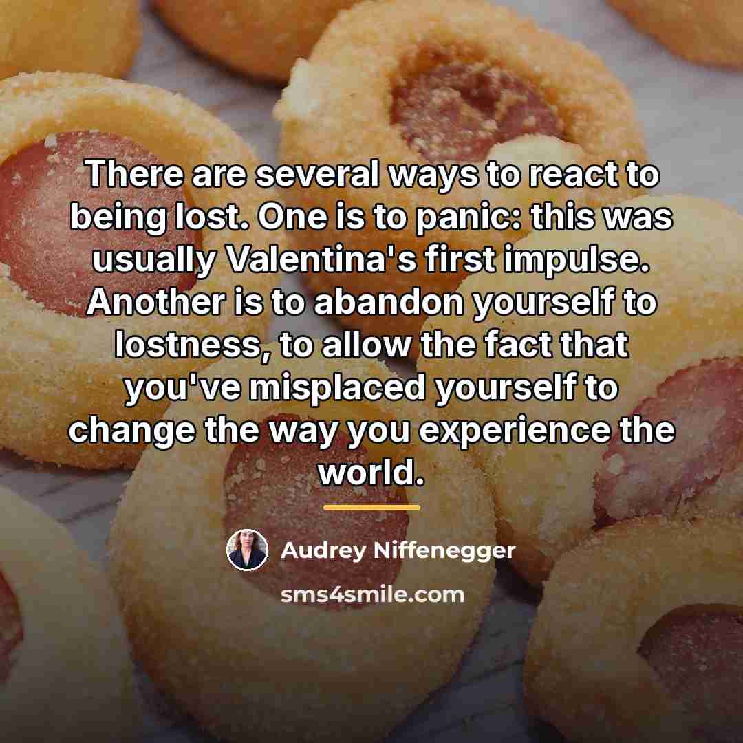 “There are several ways to react to being lost. One…” quote by Audrey Niffenegger