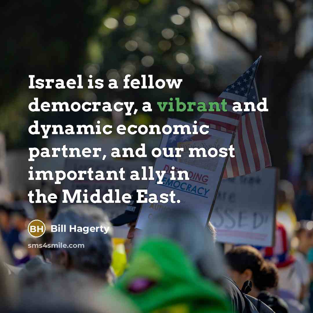 “Israel is a fellow democracy, a vibrant and dynamic economic…” quote by Bill Hagerty