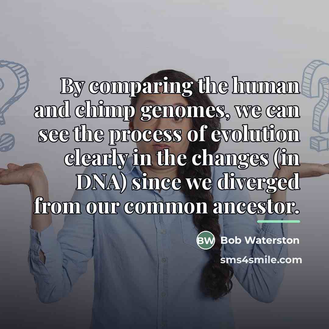“By comparing the human and chimp genomes, we can see…” quote by Bob Waterston