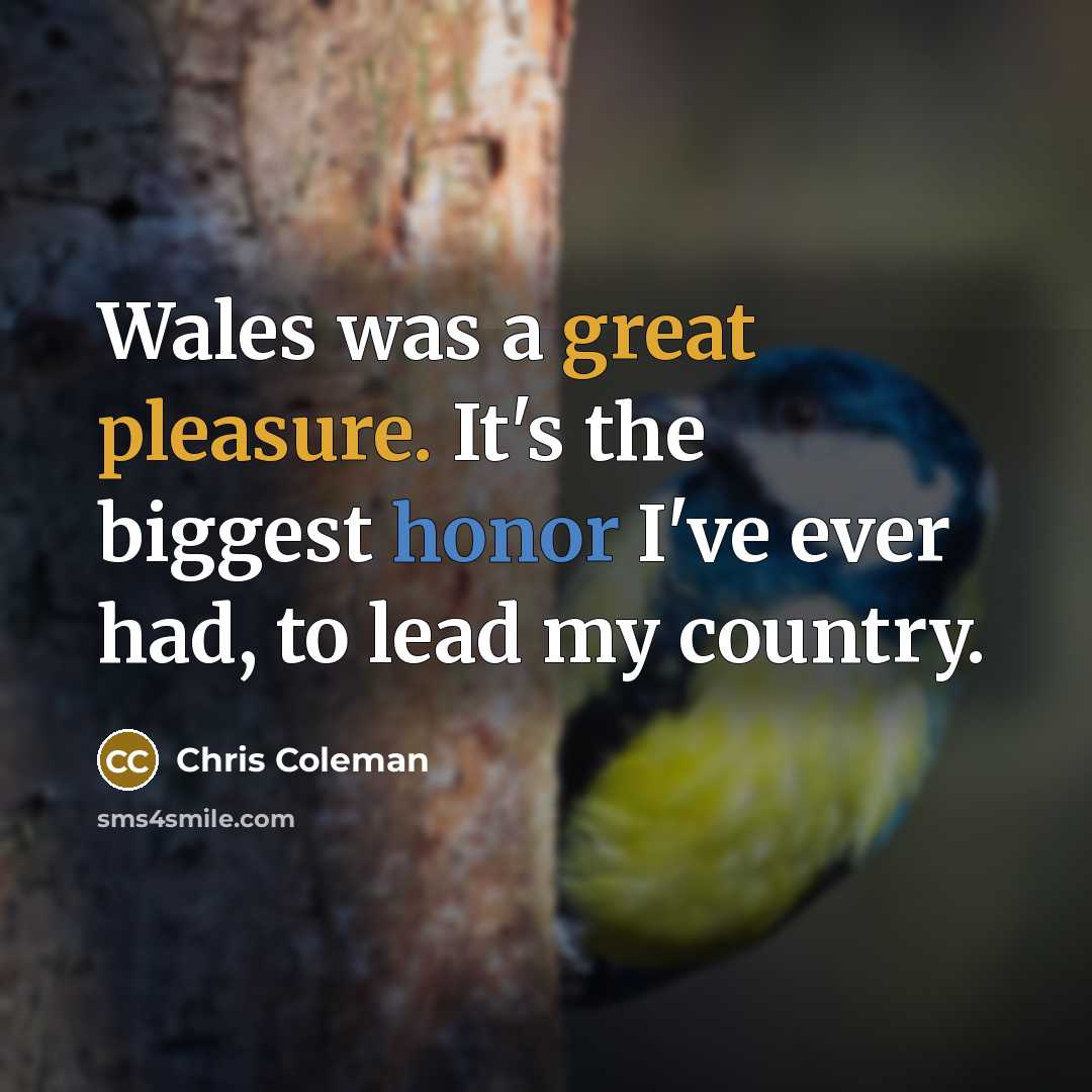 “Wales was a great pleasure. It's the biggest honor I've…” quote by Chris Coleman
