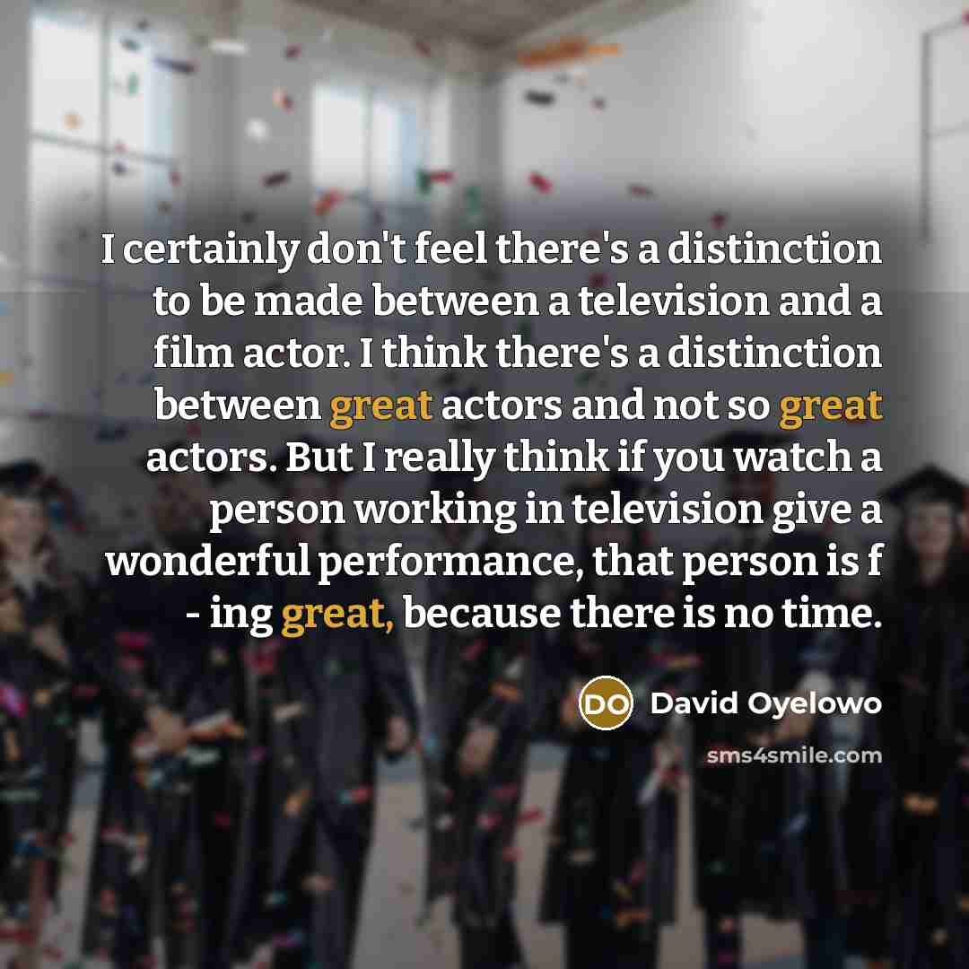 “I certainly don't feel there's a distinction to be made…” quote by David Oyelowo