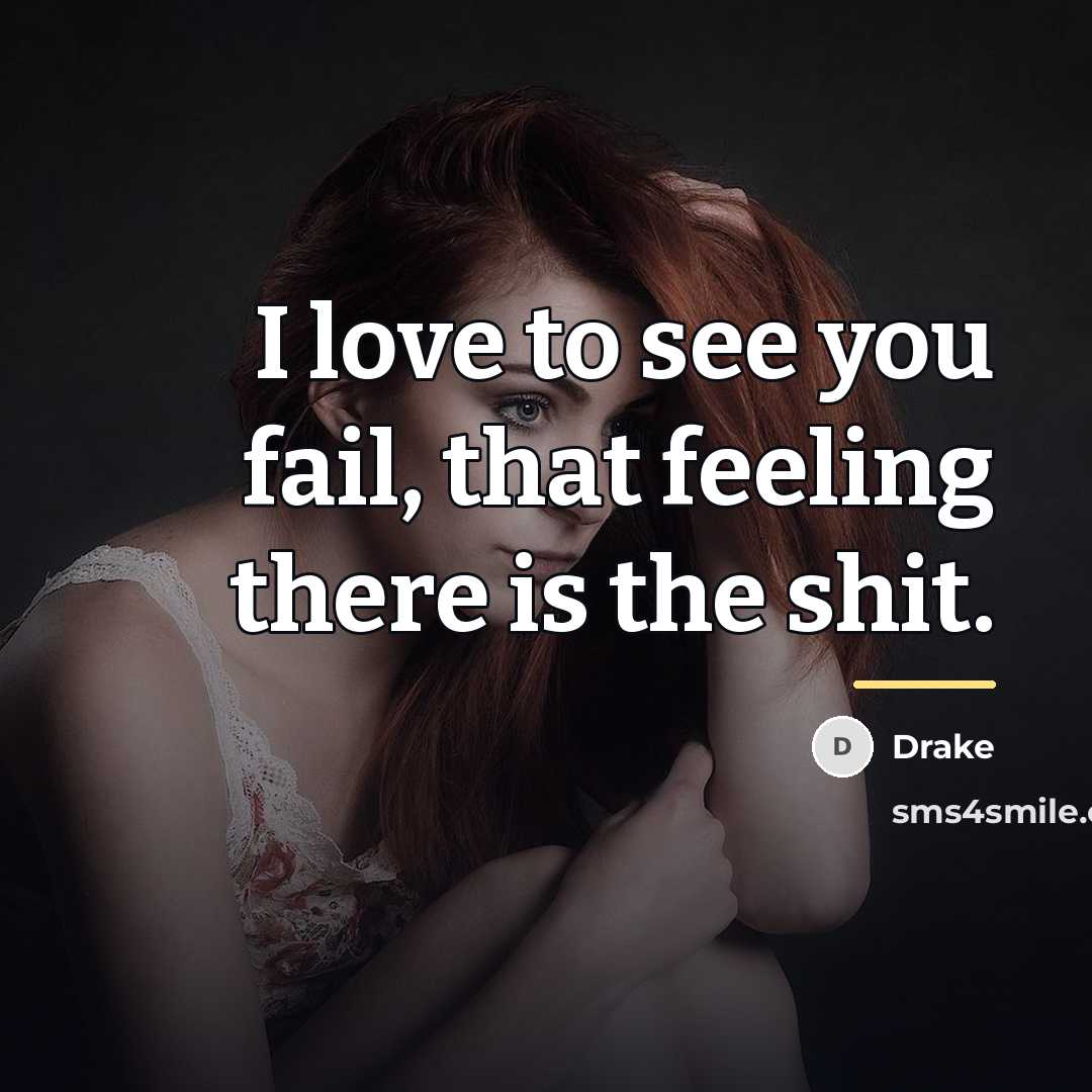 “I love to see you fail, that feeling there is…” quote by Drake