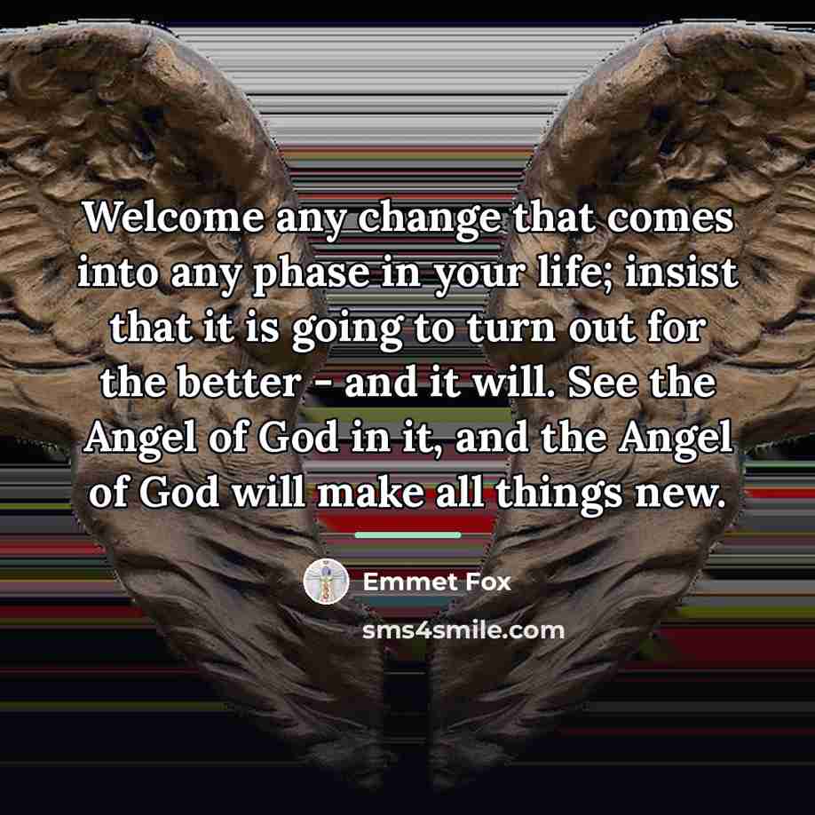 “Welcome any change that comes into any phase in your…” quote by Emmet Fox