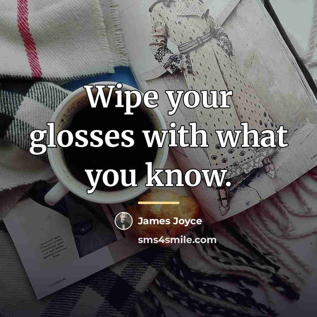 “Wipe your glosses with what you know.…” quote by James Joyce