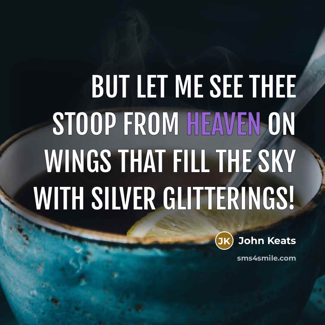 “But let me see thee stoop from heaven on wings…” quote by John Keats