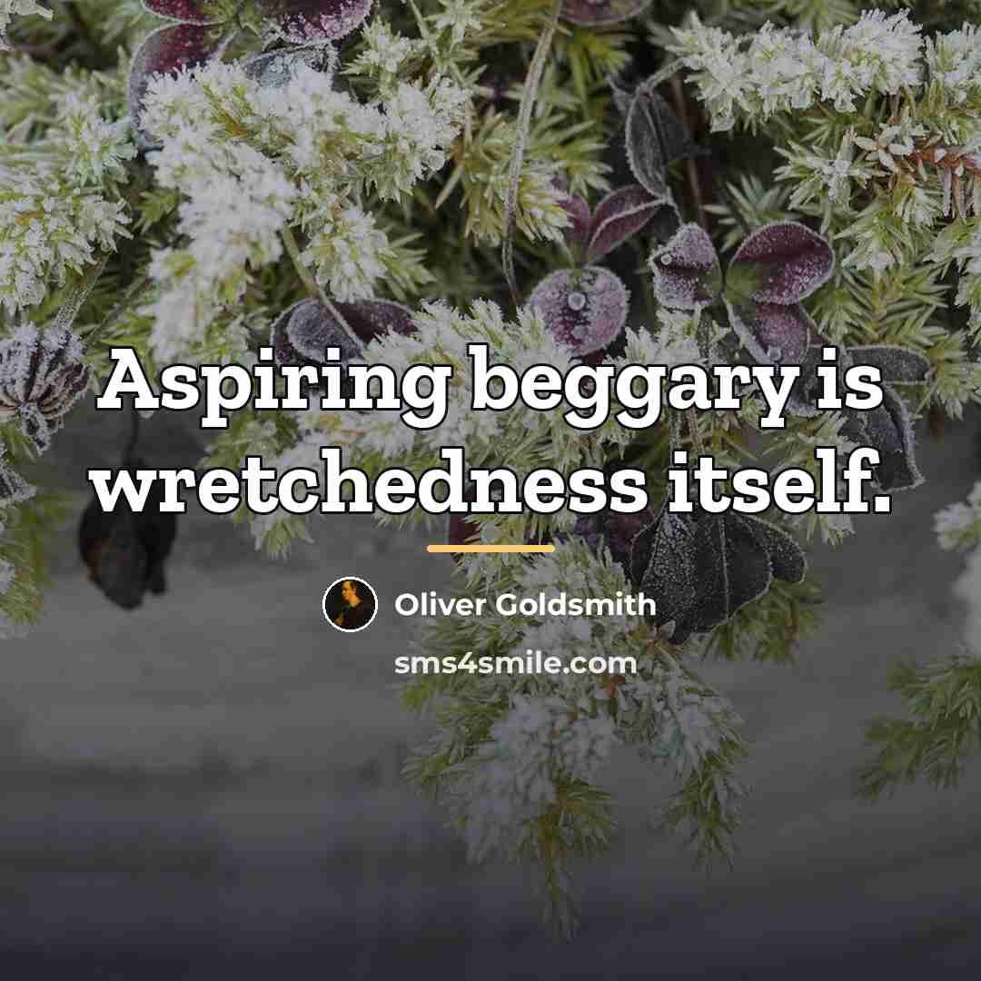 “Aspiring beggary is wretchedness itself.…” quote by Oliver Goldsmith