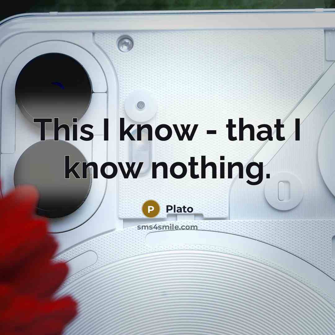“This I know - that I know nothing.” quote by Plato
