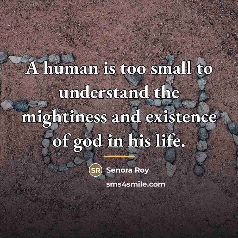 “A human is too small to understand the mightiness and…” quote by Senora Roy