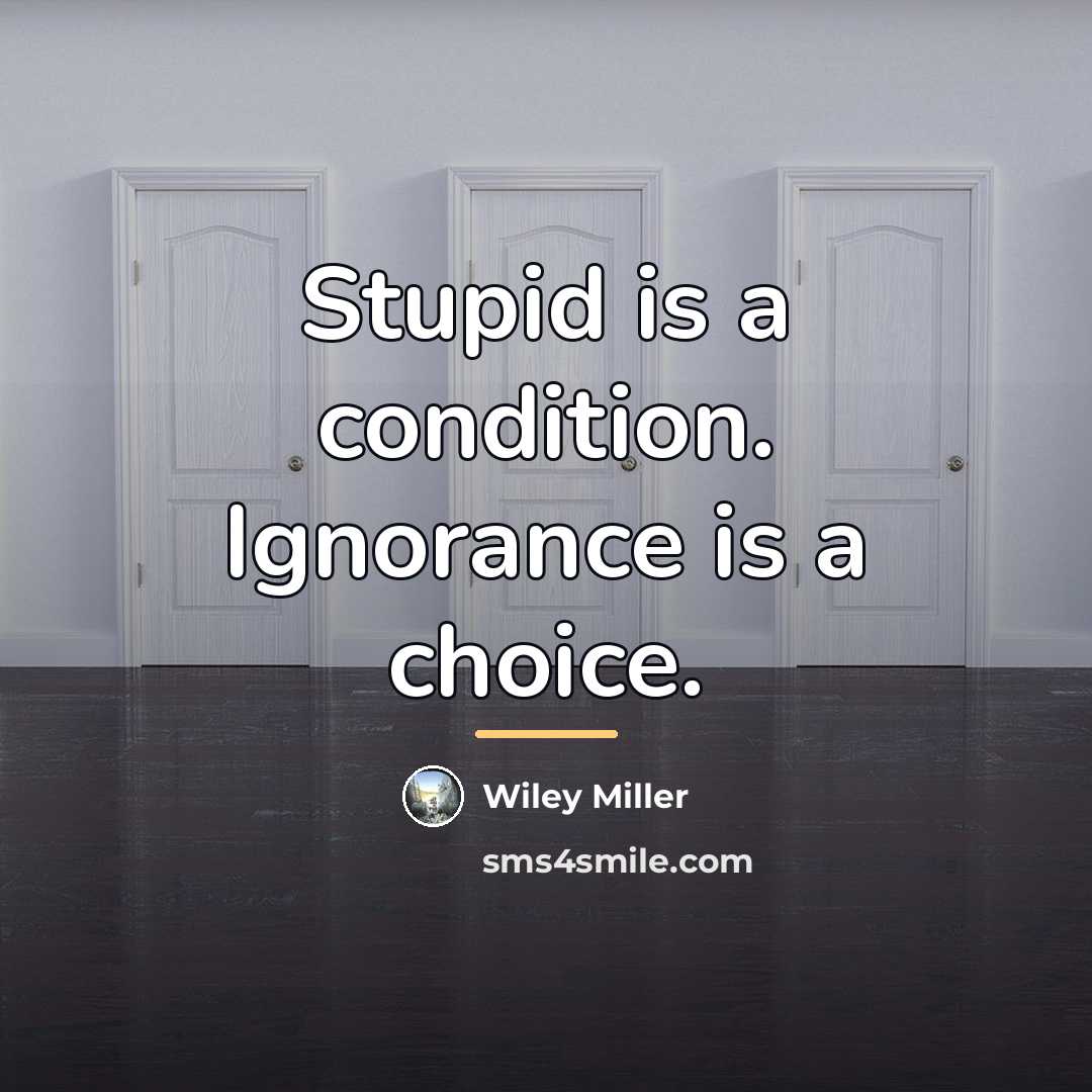“Stupid is a condition. Ignorance is a choice.…” quote by Wiley Miller