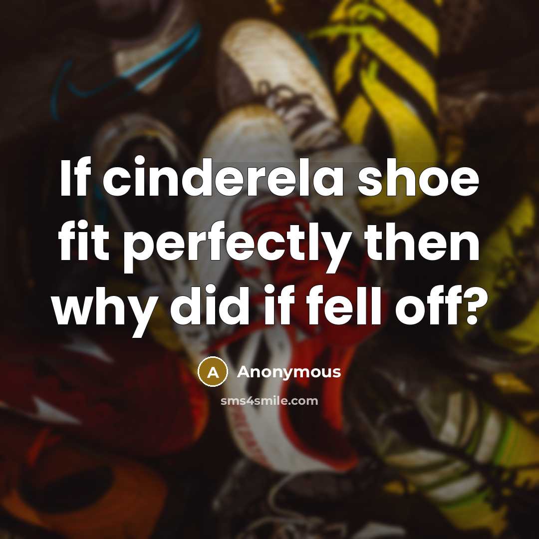 “If cinderela shoe fit perfectly then why did if fell off?” quote by Anonymous