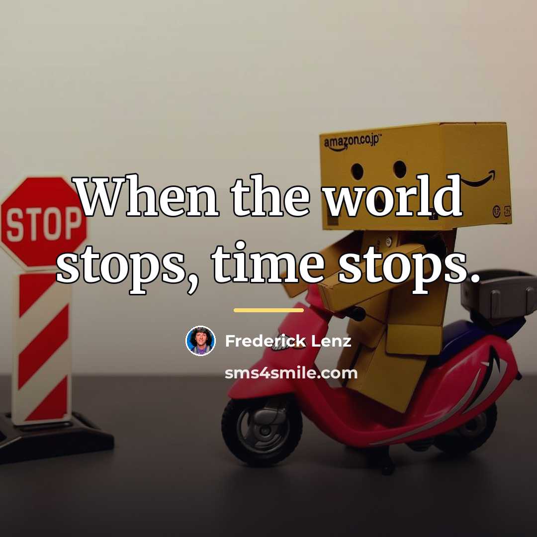 “When the world stops, time stops.…” quote by Frederick Lenz