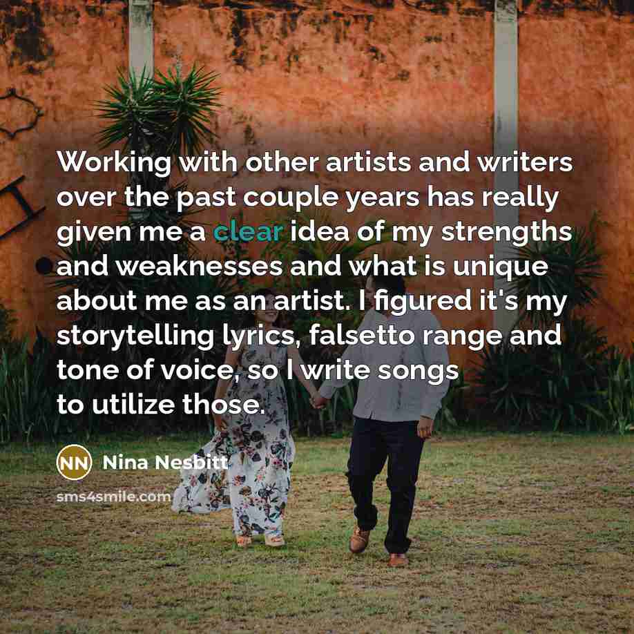 “Working with other artists and writers over the past couple…” quote by Nina Nesbitt