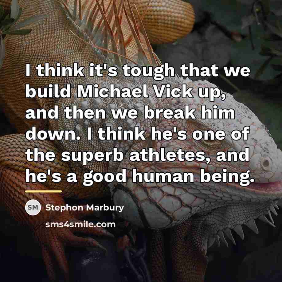 “I think it's tough that we build Michael Vick up,…” quote by Stephon Marbury