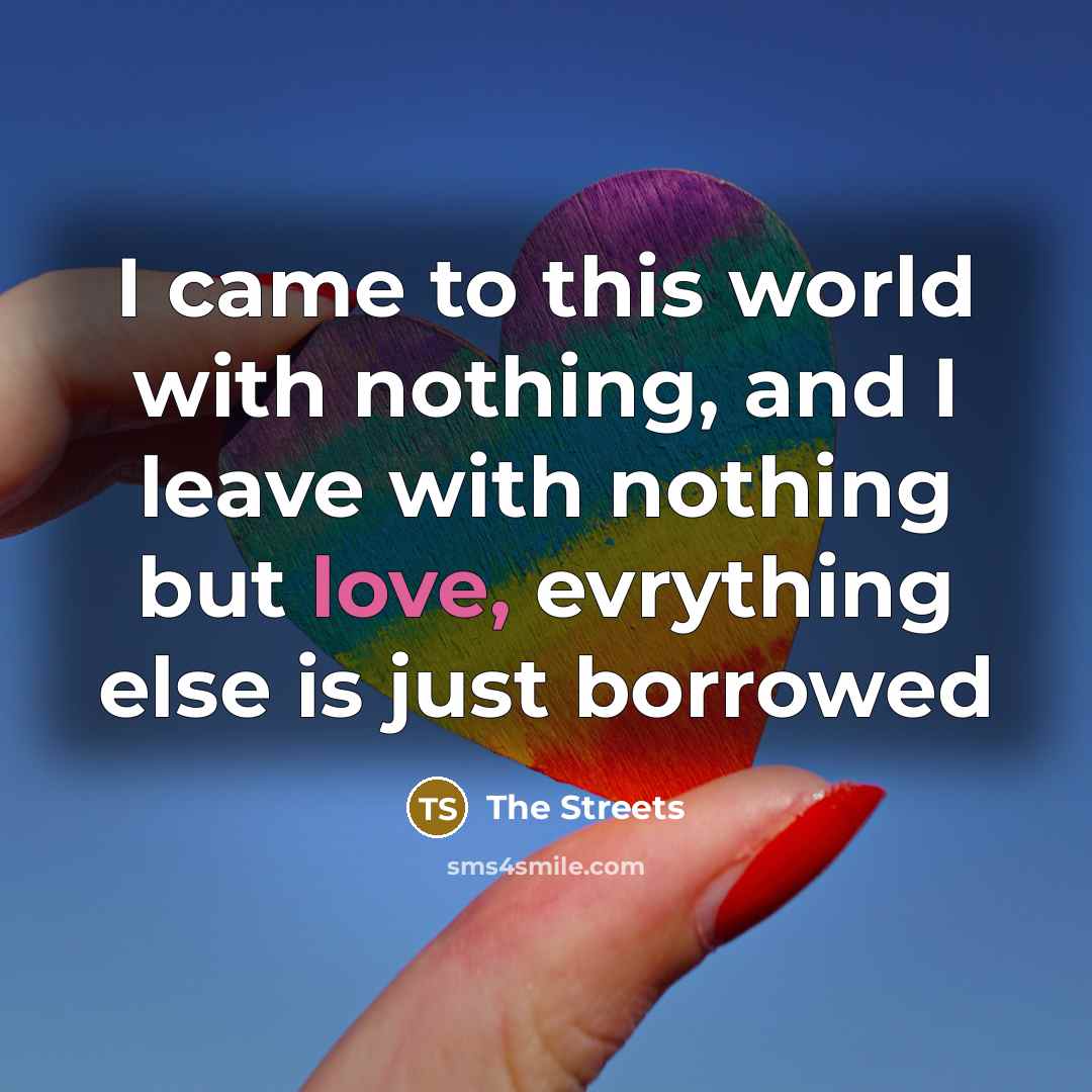 “I came to this world with nothing, and I leave…” quote by The Streets