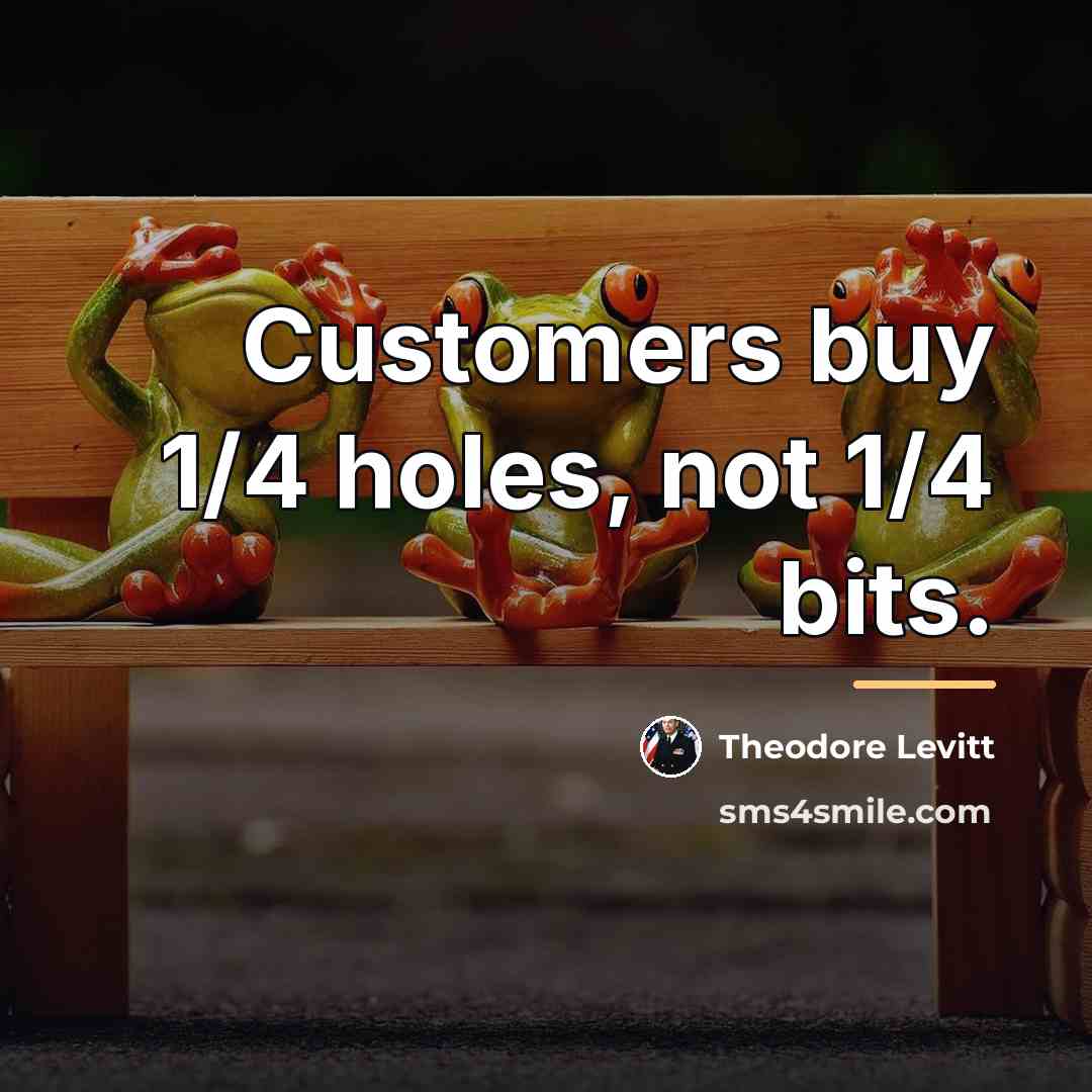 “Customers buy 1/4 holes, not 1/4 bits.…” quote by Theodore Levitt