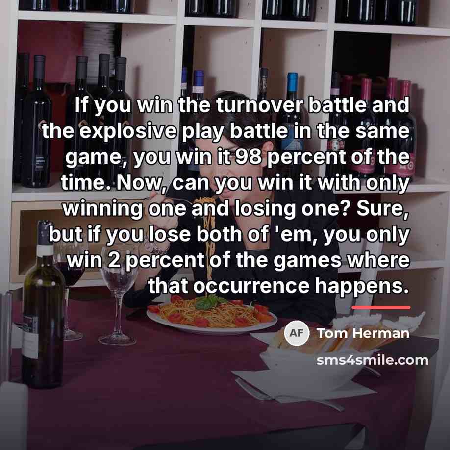 “If you win the turnover battle and the explosive play…” quote by Tom Herman