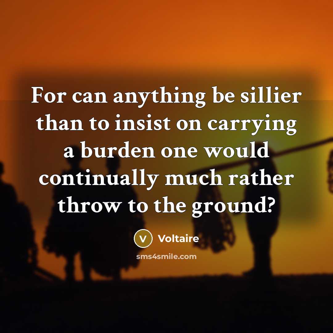 “For can anything be sillier than to insist on carrying…” quote by Voltaire
