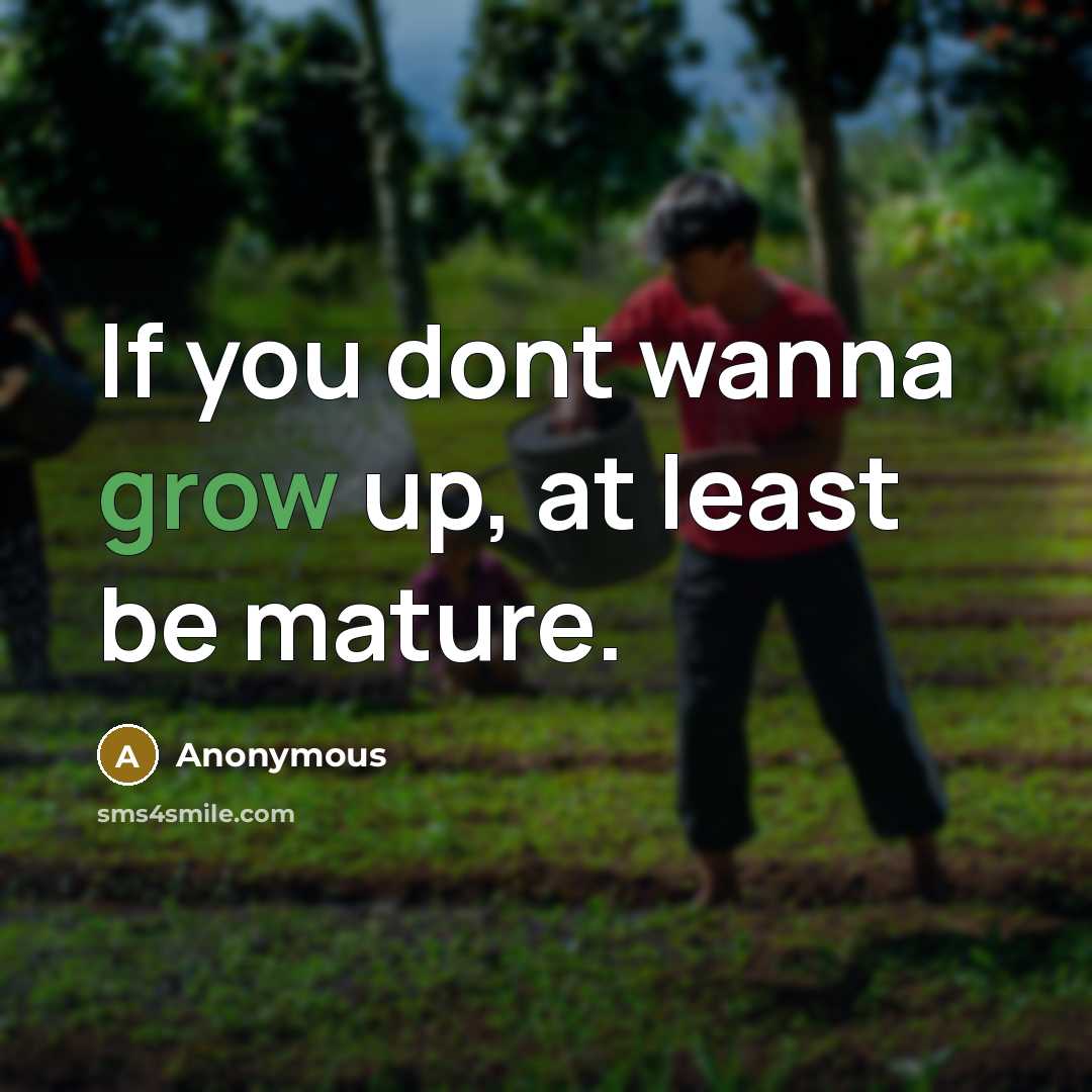 “If you dont wanna grow up, at least be mature.…” quote by Anonymous