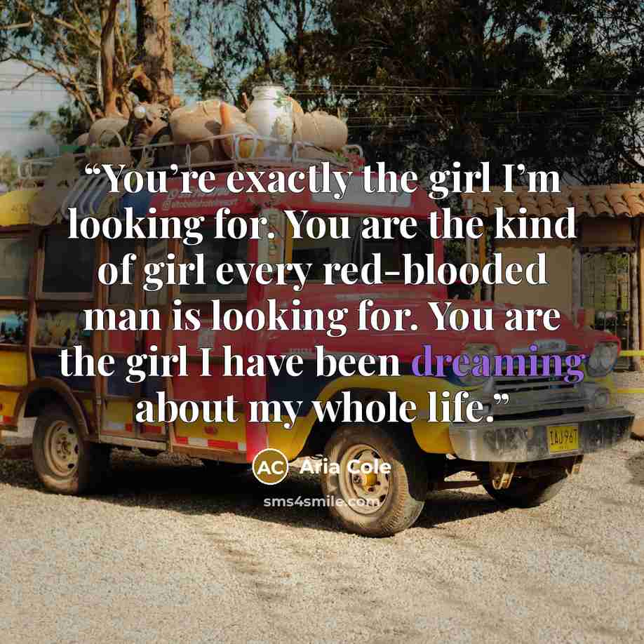 “You’re exactly the girl I’m looking for. You are the kind of girl every red-blooded man is looking for. You are the girl I have been dreaming about my whole life.” quote by Aria Cole