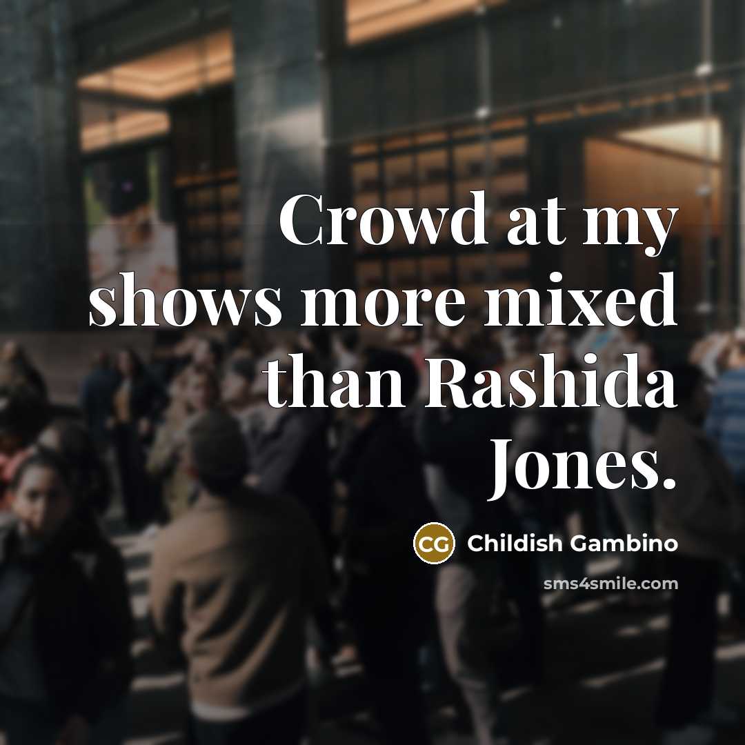 “Crowd at my shows more mixed than Rashida Jones.” quote by Childish Gambino