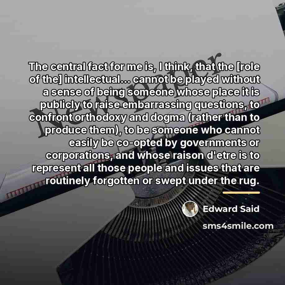 “The central fact for me is, I think, that the…” quote by Edward Said