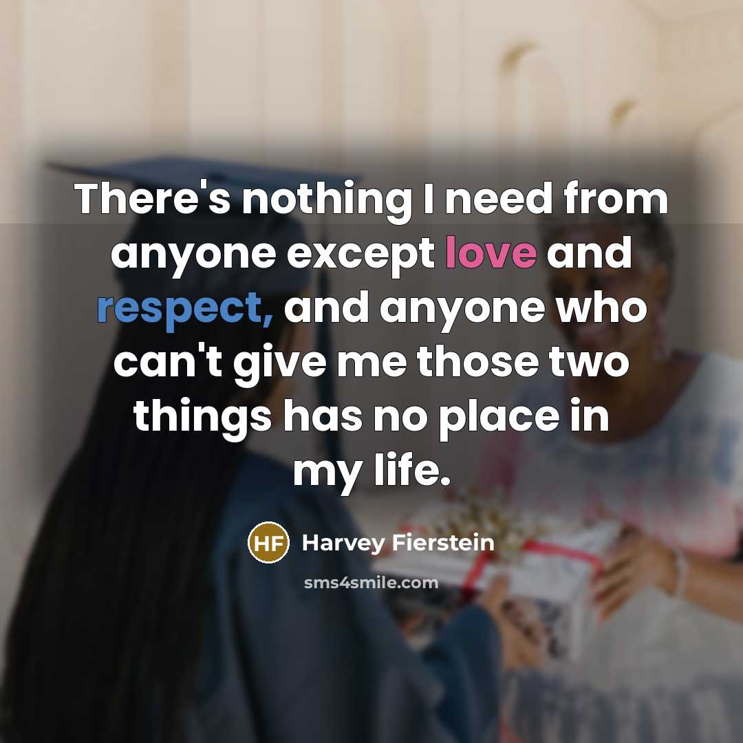 “There's nothing I need from anyone except love and respect,…” quote by Harvey Fierstein