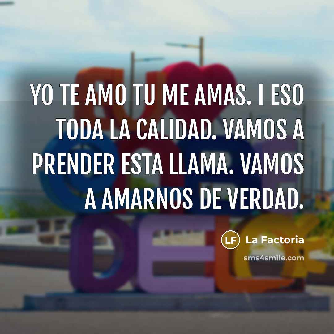 “Yo te amo Tu me amas. I eso toda la calidad. Vamos a prender esta llama. Vamos a amarnos de verdad.” quote by La Factoria