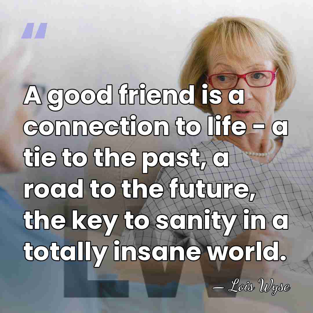 A good friend is a connection to life - a tie to&hellip; - Lois Wyse