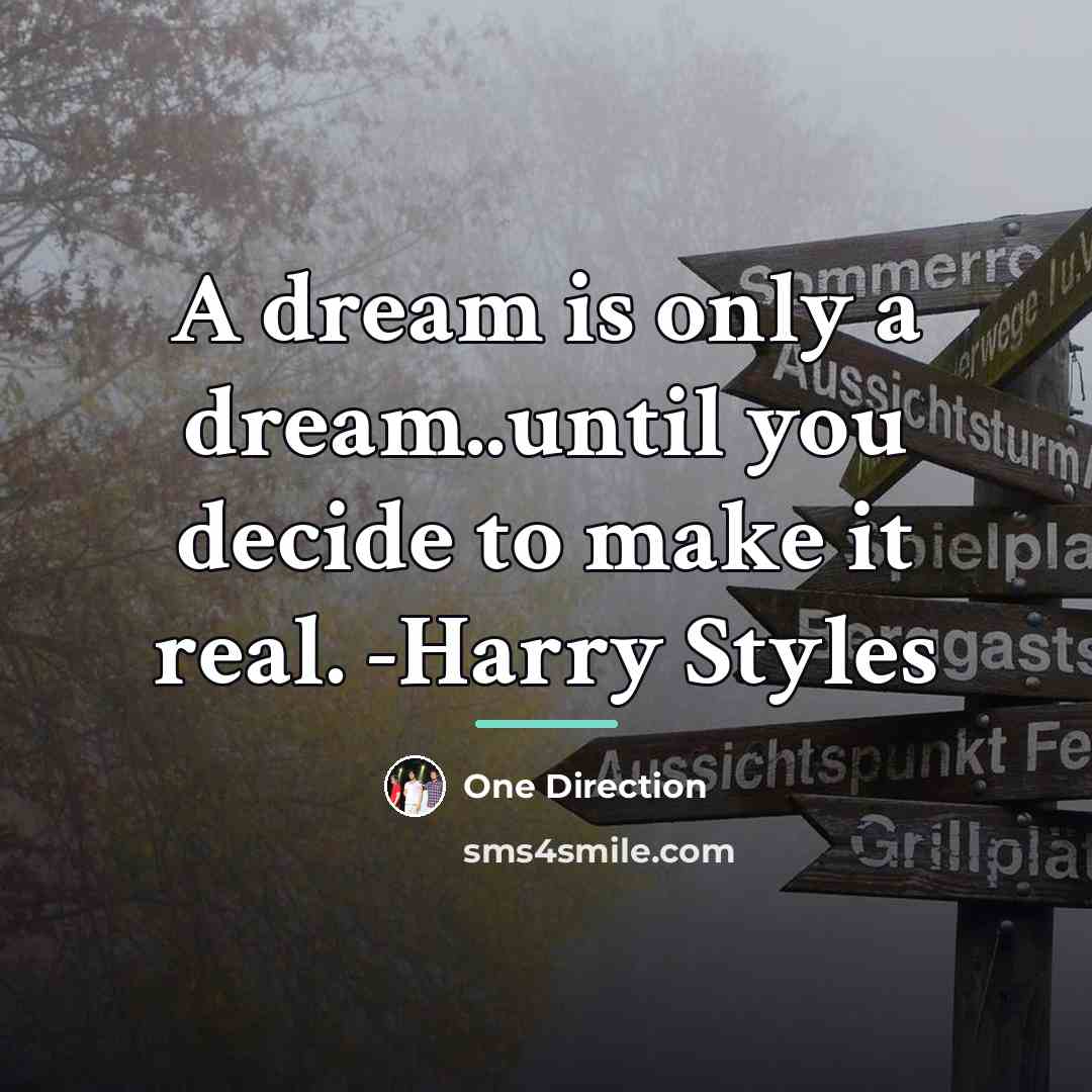 “A dream is only a dream..until you decide to make…” quote by One Direction