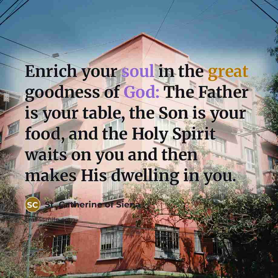 “Enrich your soul in the great goodness of God: The…” quote by St. Catherine of Siena