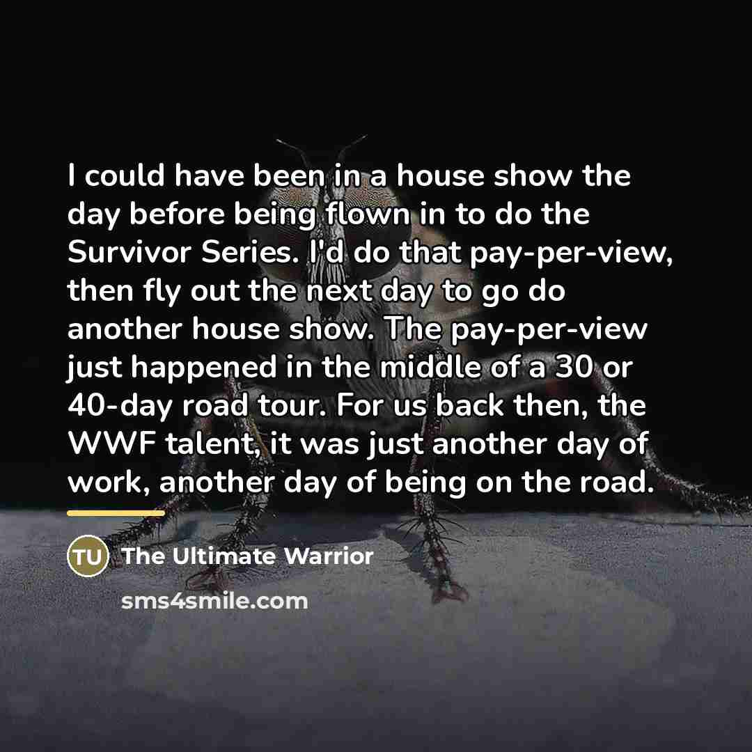 “I could have been in a house show the day…” quote by The Ultimate Warrior