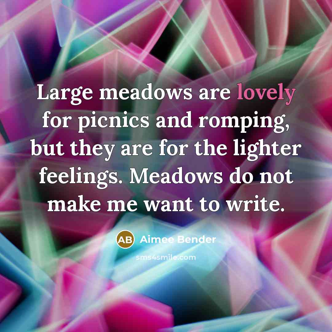 “Large meadows are lovely for picnics and romping, but they…” quote by Aimee Bender