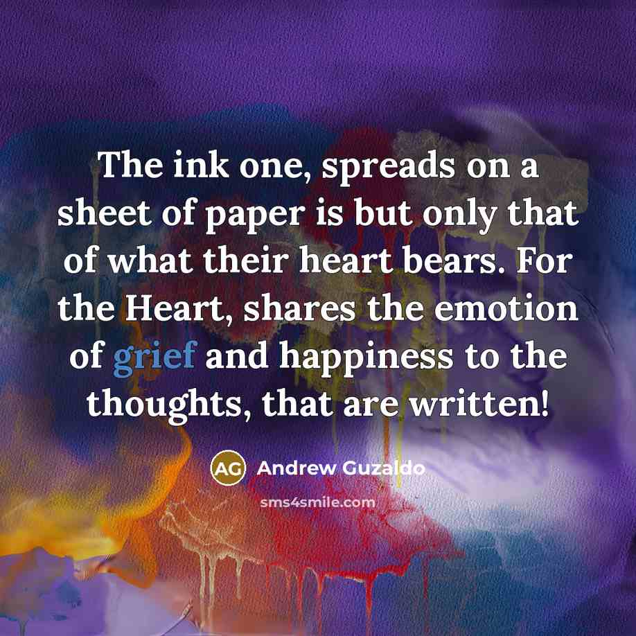 “The ink one, spreads on a sheet of paper is…” quote by Andrew Guzaldo