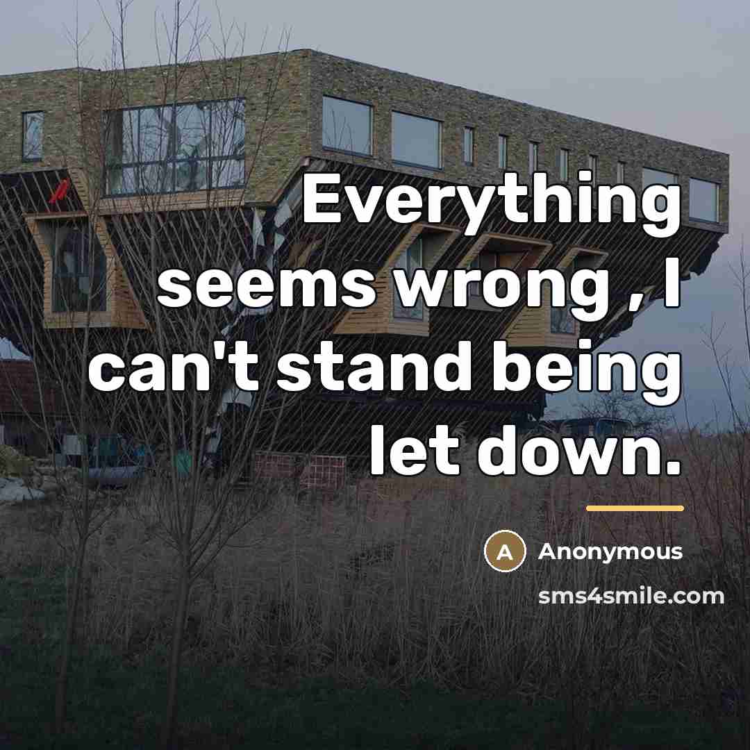 “Everything seems wrong , I can't stand being let down.…” quote by Anonymous