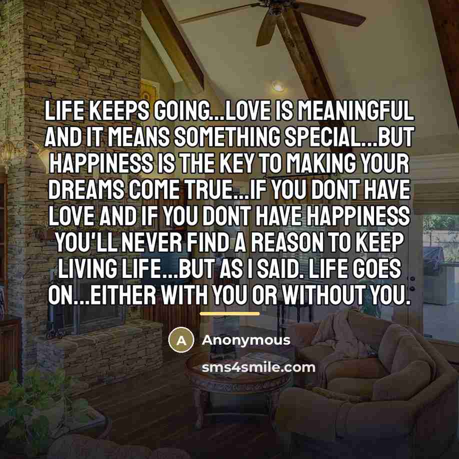 “Life keeps going...love is meaningful and it means something special...but…” quote by Anonymous